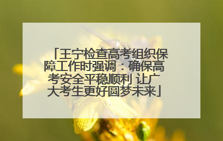 王宁检查高考组织保障工作时强调：确保高考安全平稳顺利 让广大考生更好圆梦未来