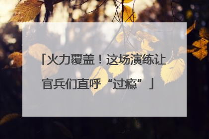 火力覆盖！这场演练让官兵们直呼“过瘾”