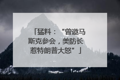 猛料：“曾邀马斯克参会，美防长惹特朗普大怒”