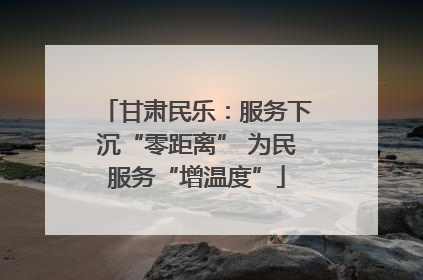 甘肃民乐：服务下沉“零距离” 为民服务“增温度”