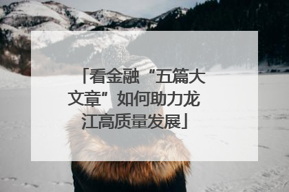 看金融“五篇大文章”如何助力龙江高质量发展