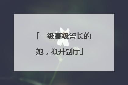 一级高级警长的她，拟升副厅