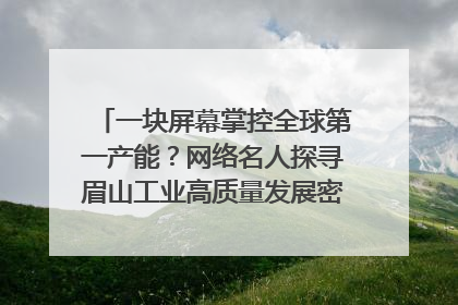 一块屏幕掌控全球第一产能？网络名人探寻眉山工业高质量发展密码｜网络名人四川行