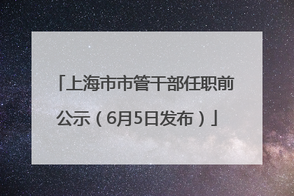 上海市市管干部任职前公示（6月5日发布）