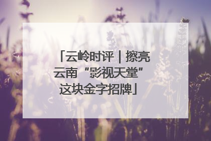 云岭时评｜擦亮云南“影视天堂”这块金字招牌