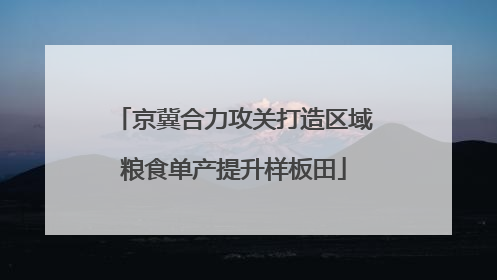 京冀合力攻关打造区域粮食单产提升样板田