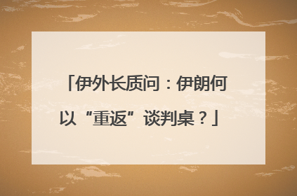 伊外长质问：伊朗何以“重返”谈判桌？