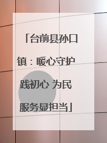 台前县孙口镇：暖心守护践初心 为民服务显担当