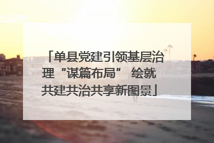 单县党建引领基层治理“谋篇布局” 绘就共建共治共享新图景