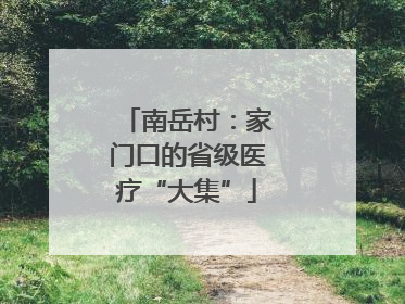 南岳村：家门口的省级医疗“大集”