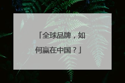 全球品牌，如何赢在中国？