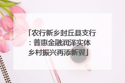 农行新乡封丘县支行：普惠金融润泽实体 乡村振兴再添新翼