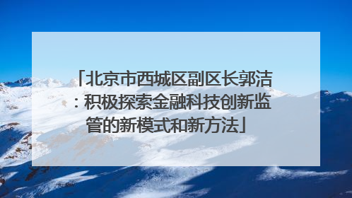 北京市西城区副区长郭洁：积极探索金融科技创新监管的新模式和新方法