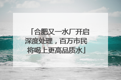 合肥又一水厂开启深度处理，百万市民将喝上更高品质水