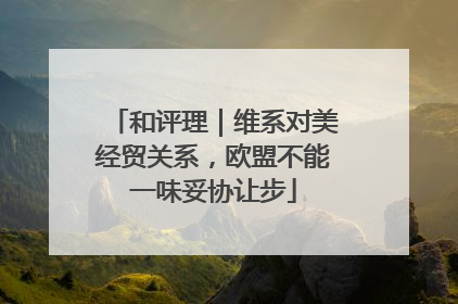 和评理｜维系对美经贸关系，欧盟不能一味妥协让步