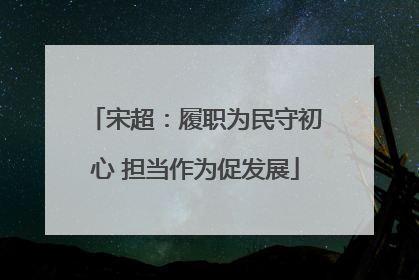 宋超：履职为民守初心 担当作为促发展