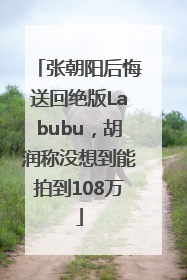 张朝阳后悔送回绝版Labubu，胡润称没想到能拍到108万