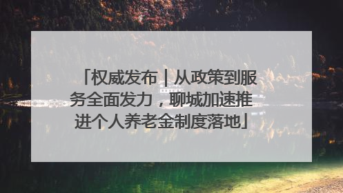 权威发布｜从政策到服务全面发力，聊城加速推进个人养老金制度落地