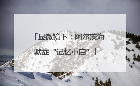 显微镜下：阿尔茨海默症“记忆重启”