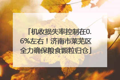 机收损失率控制在0.6%左右！济南市莱芜区全力确保粮食颗粒归仓