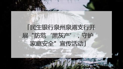 民生银行泉州泉港支行开展“防范‘黑灰产’，守护家庭安全”宣传活动