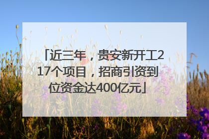 近三年，贵安新开工217个项目，招商引资到位资金达400亿元