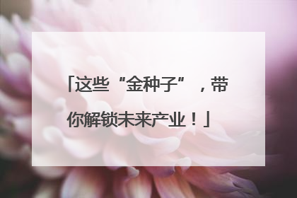 这些“金种子”，带你解锁未来产业！