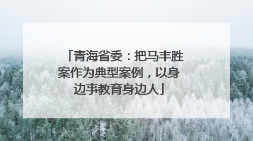 青海省委：把马丰胜案作为典型案例，以身边事教育身边人