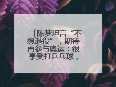 陈梦坦言“不想退役”，期待再参与奥运：很享受打乒乓球，在奥运会上是我最幸福的时候