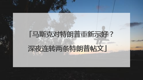 马斯克对特朗普重新示好？深夜连转两条特朗普帖文