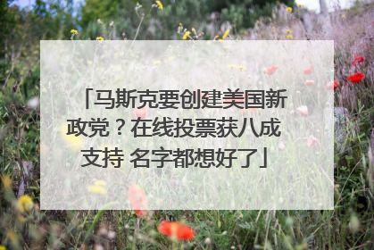 马斯克要创建美国新政党？在线投票获八成支持 名字都想好了