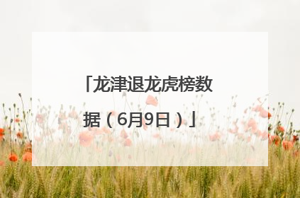龙津退龙虎榜数据（6月9日）