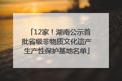 12家！湖南公示首批省级非物质文化遗产生产性保护基地名单